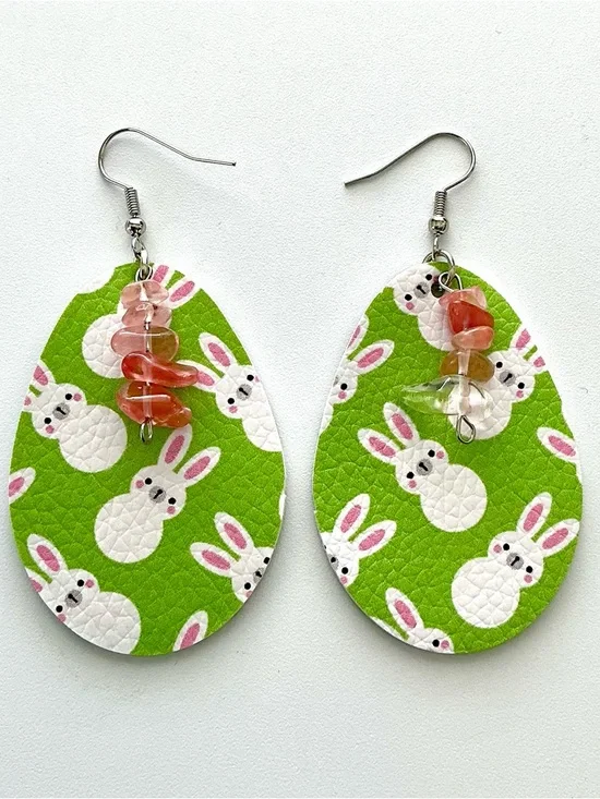 🆕 Easter Gemstones and Faux Leather Earrings - Picture 4 of 4